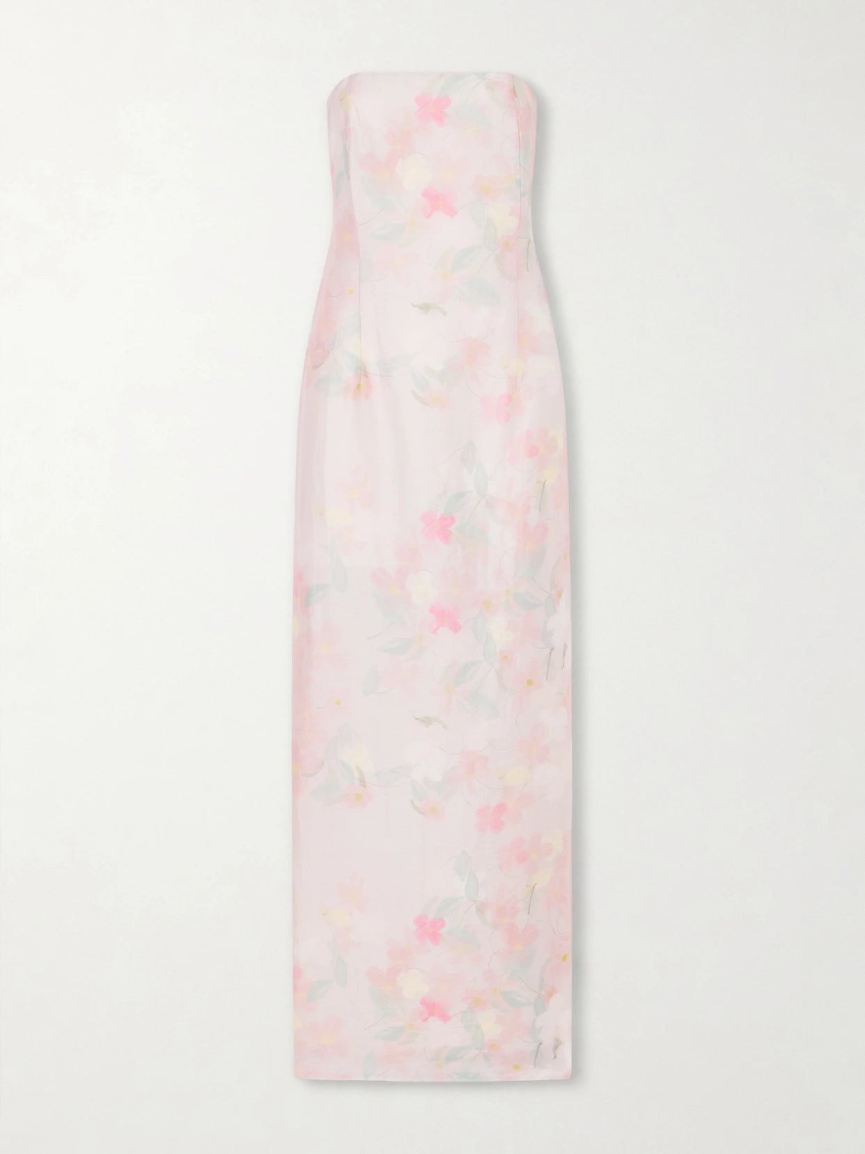 Elora Strapless Floral-print Tencel-blend Organza Maxi Dress