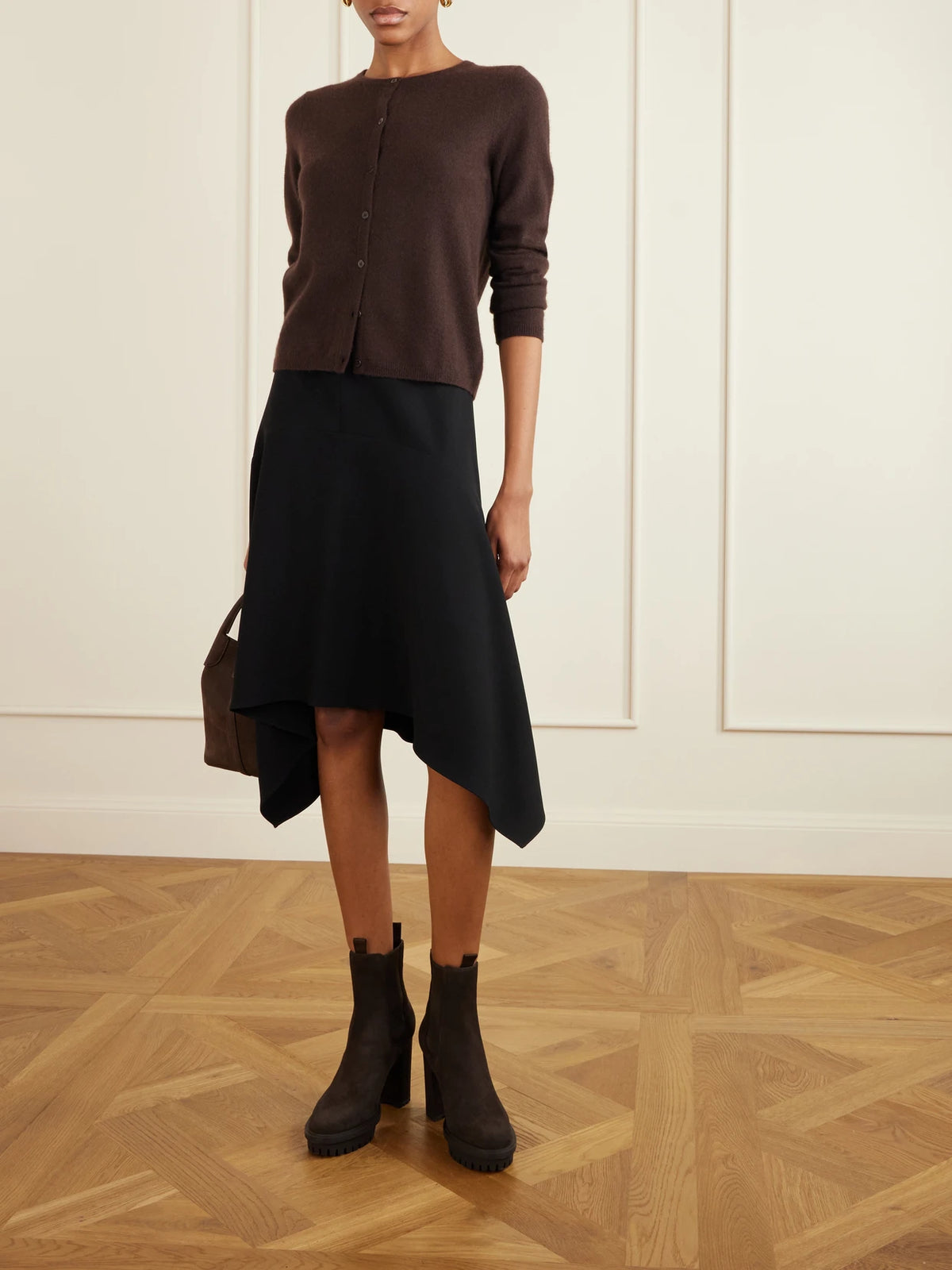 Image of Boots. Product name - 70 Suede Chelsea Boots in Dark brown colour by brand - Gianvito Rossi