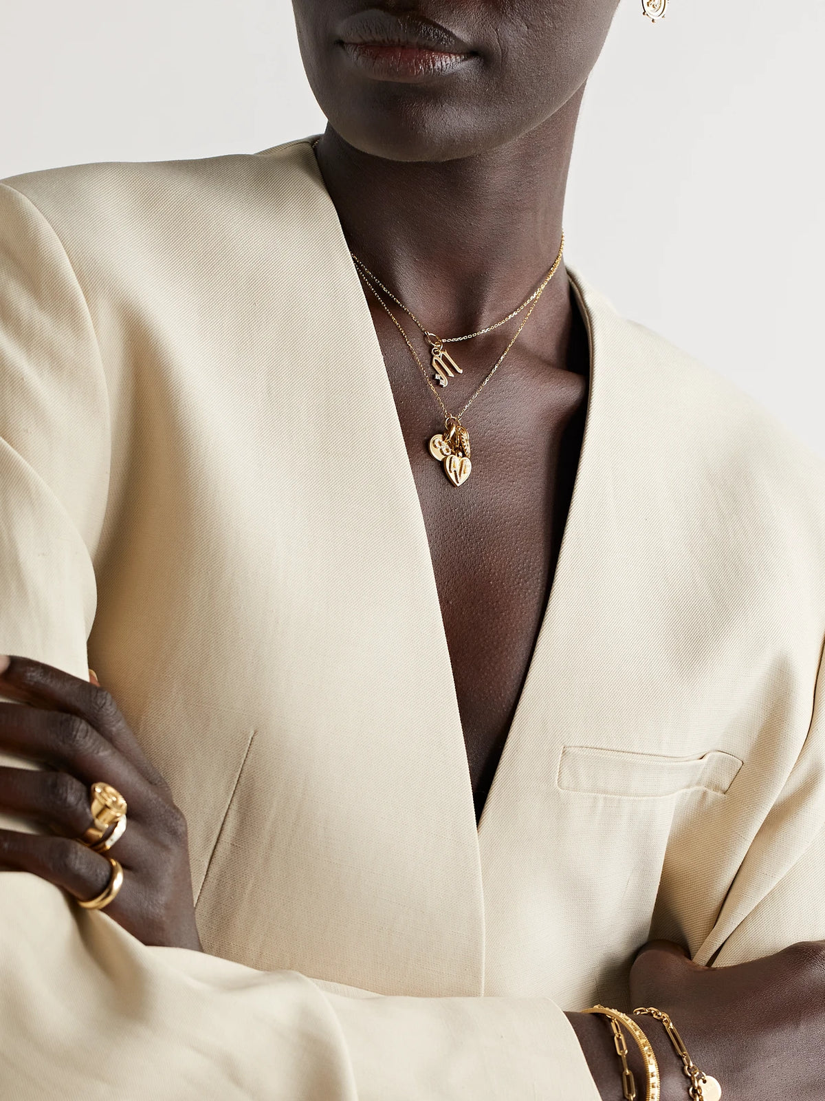 Image of Necklaces. Product name - Initial 18-karat Gold Diamond Necklace in A colour by brand - FoundRae