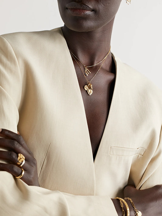 Image of Necklaces. Product name - Initial 18-karat Gold Diamond Necklace in A colour by brand - FoundRae