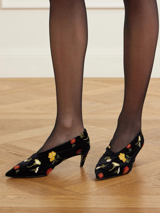 KHAITE Miriam 50 Embroidered Velvet Pumps