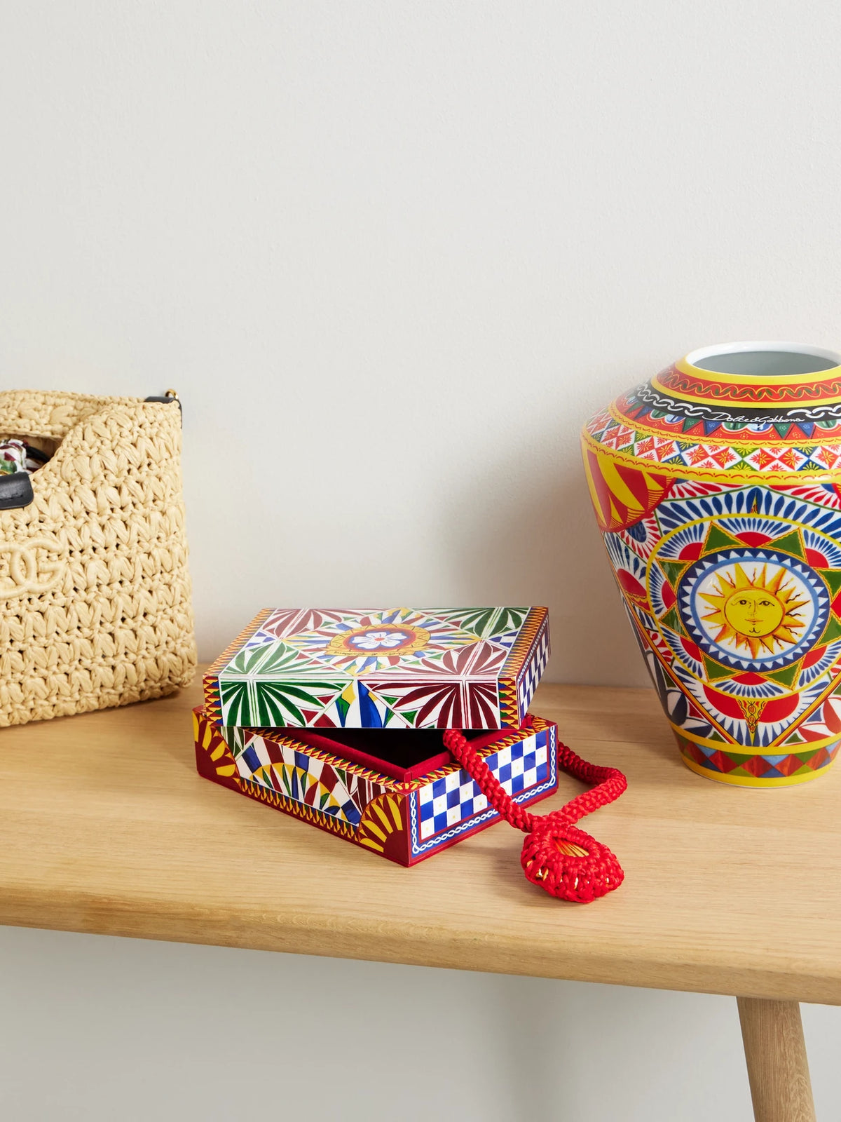 Image of Decor. Product name - Caretto Printed Plexiglass Box in Red colour by brand - Dolce & Gabbana