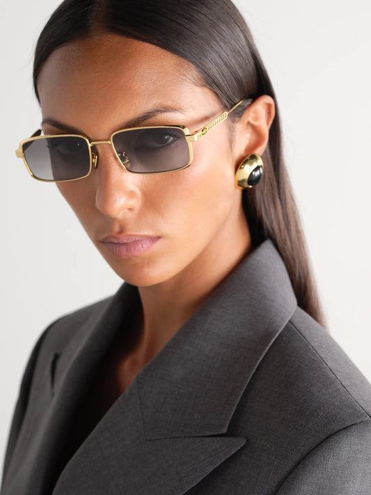 Image of Sunglasses. Product name - Diorcannage S2u Rectangular-frame Gold-tone Sunglasses in Multi colour by brand - DIOR Eyewear