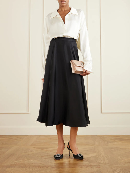 Image of Heels. Product name - Hangisli 70 Embellished Satin Slingback Pumps in Black colour by brand - Manolo Blahnik