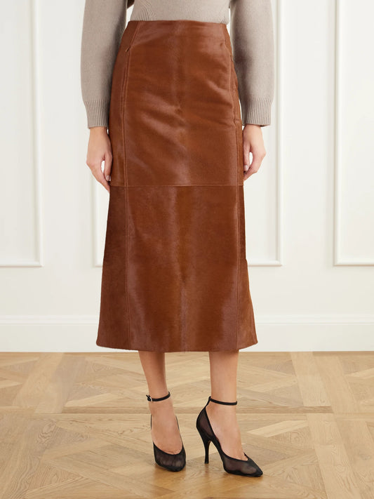 Alaïa Paneled Calf-hair Midi Skirt