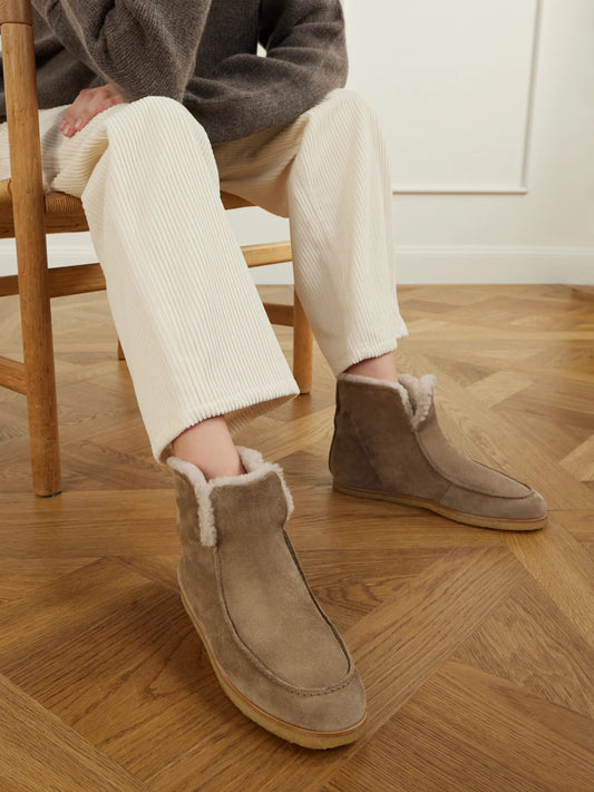 LEGRES 52 Shearling-trimmed Suede Ankle Boots