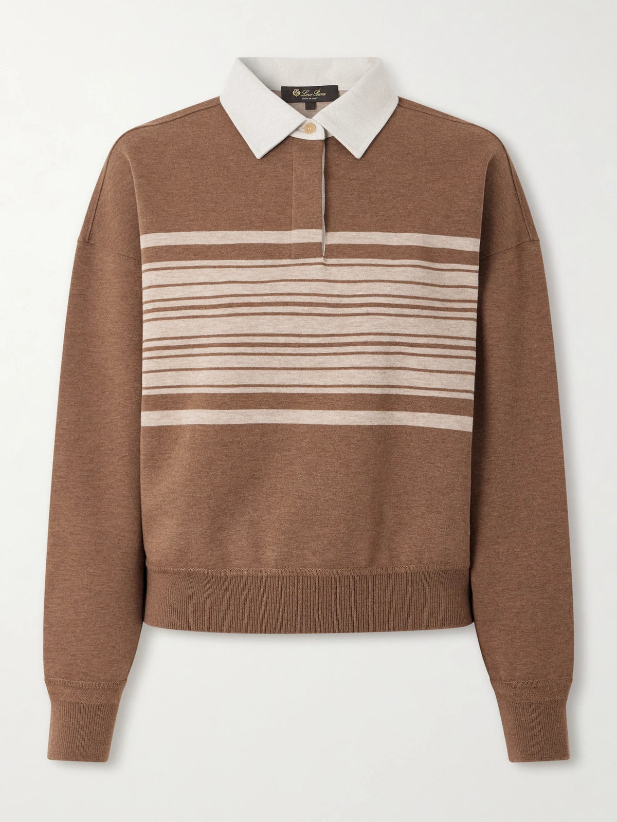 Loro Piana Striped Wool And Cashmere-blend Polo Shirt