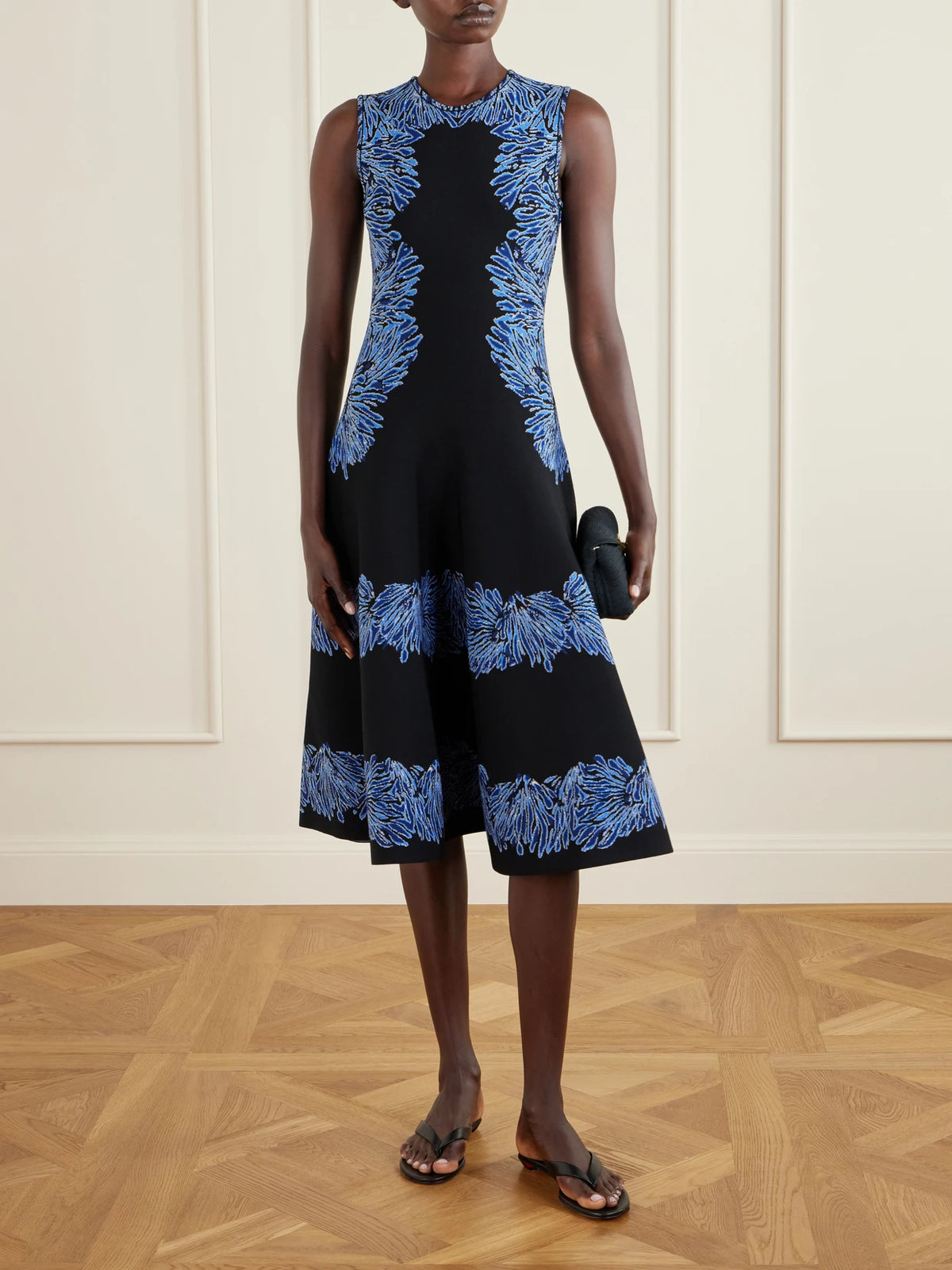Image of Dresses. Product name - Iona Jacquard-knit Midi Dress in Blue colour by brand - Ulla Johnson