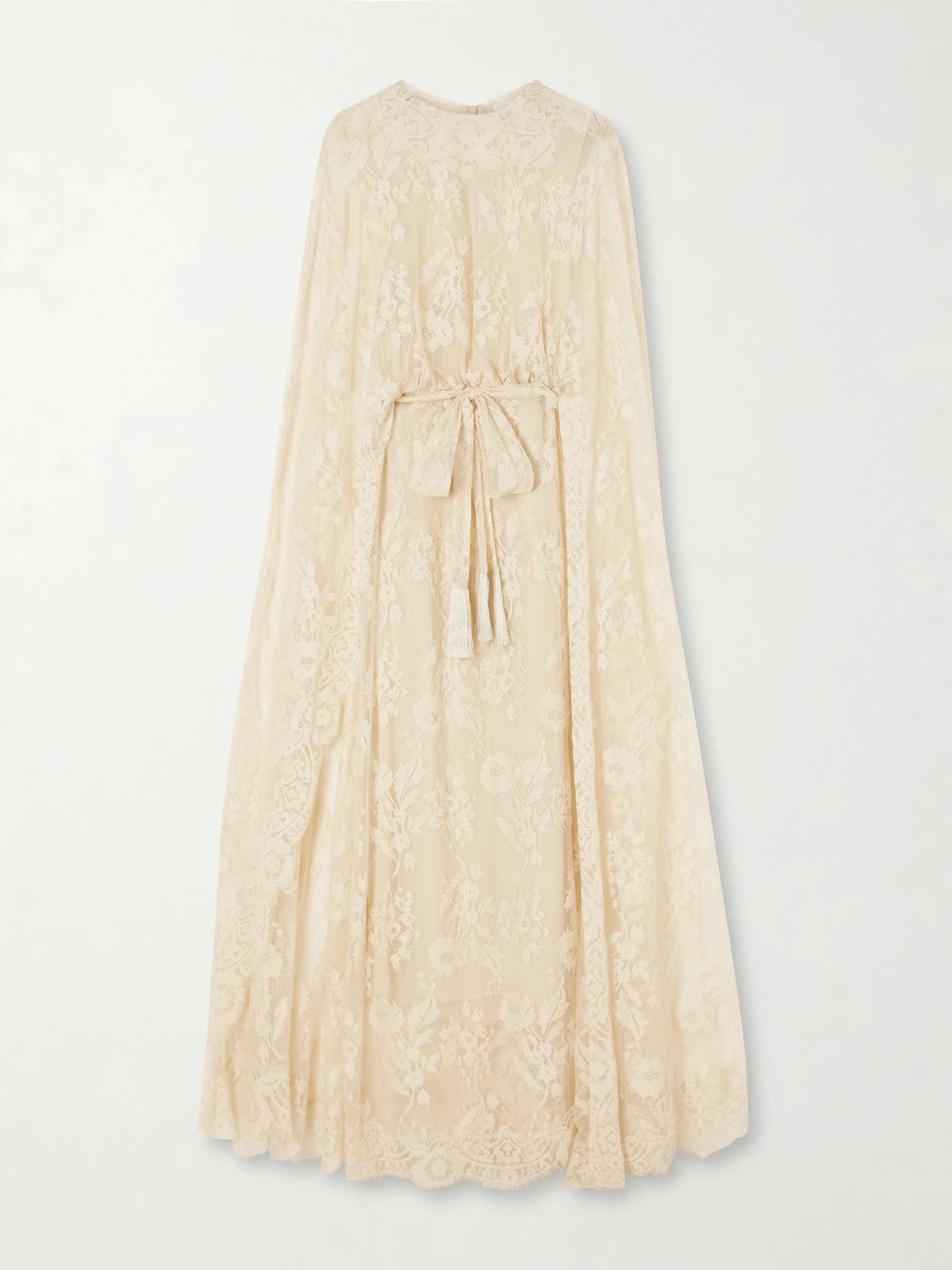Zimmermann Valiant Belted Cape-effect Lace Maxi Dress