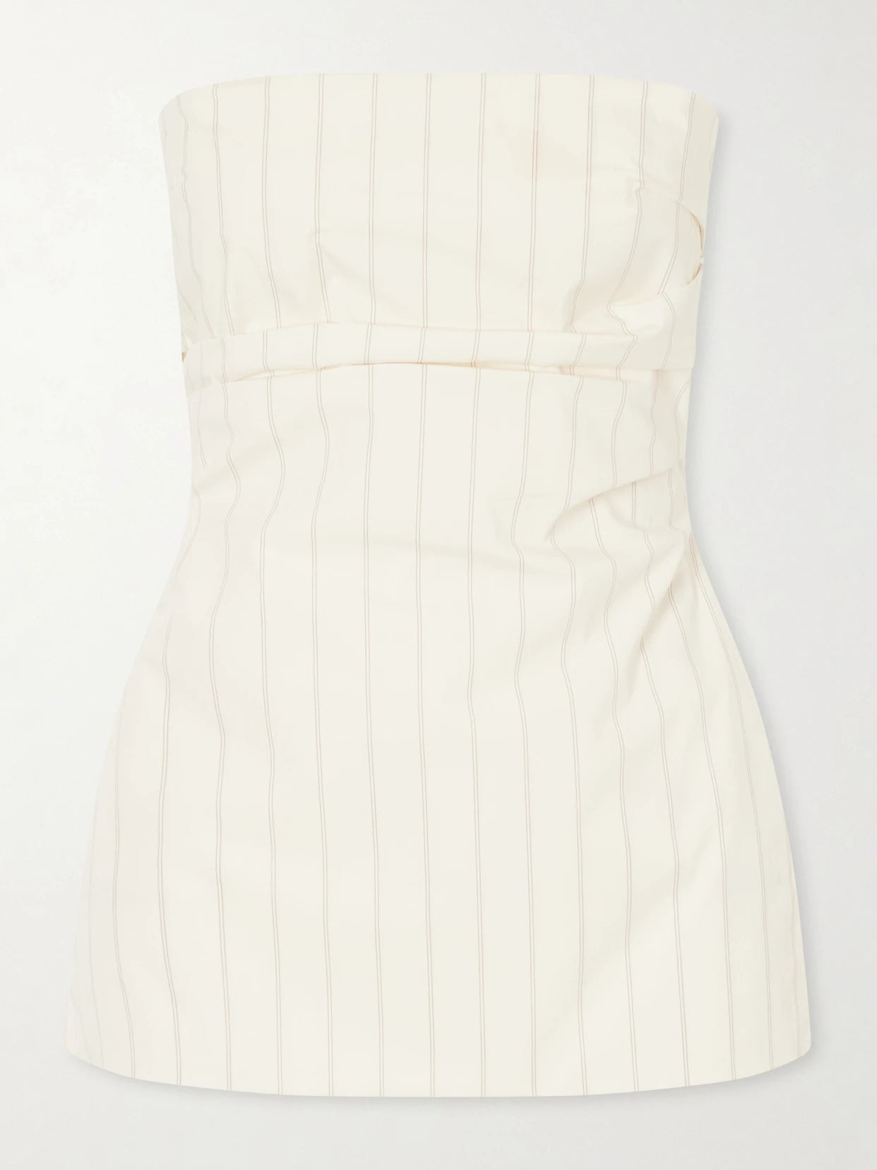 Strapless Pinstriped Cotton-blend Poplin Top