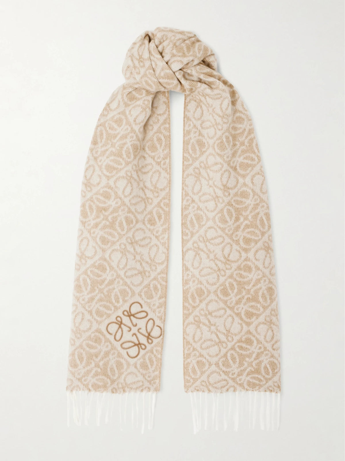 Fringed Wool And Cashmere-blend Jacquard Scarf