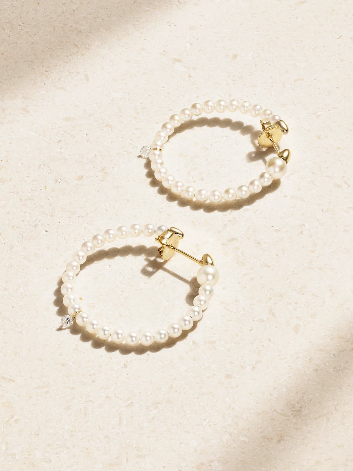14-karat Gold, Pearl And Diamond Hoop Earrings