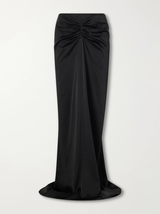 Victoria Beckham Isabella Gathered Satin Maxi Skirt