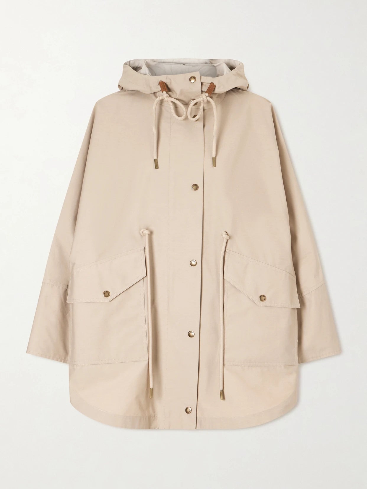 Image of Coats & Jackets. Product name - Brunnera Hooded Cotton-blend Jacket in Camel colour by brand - Moncler