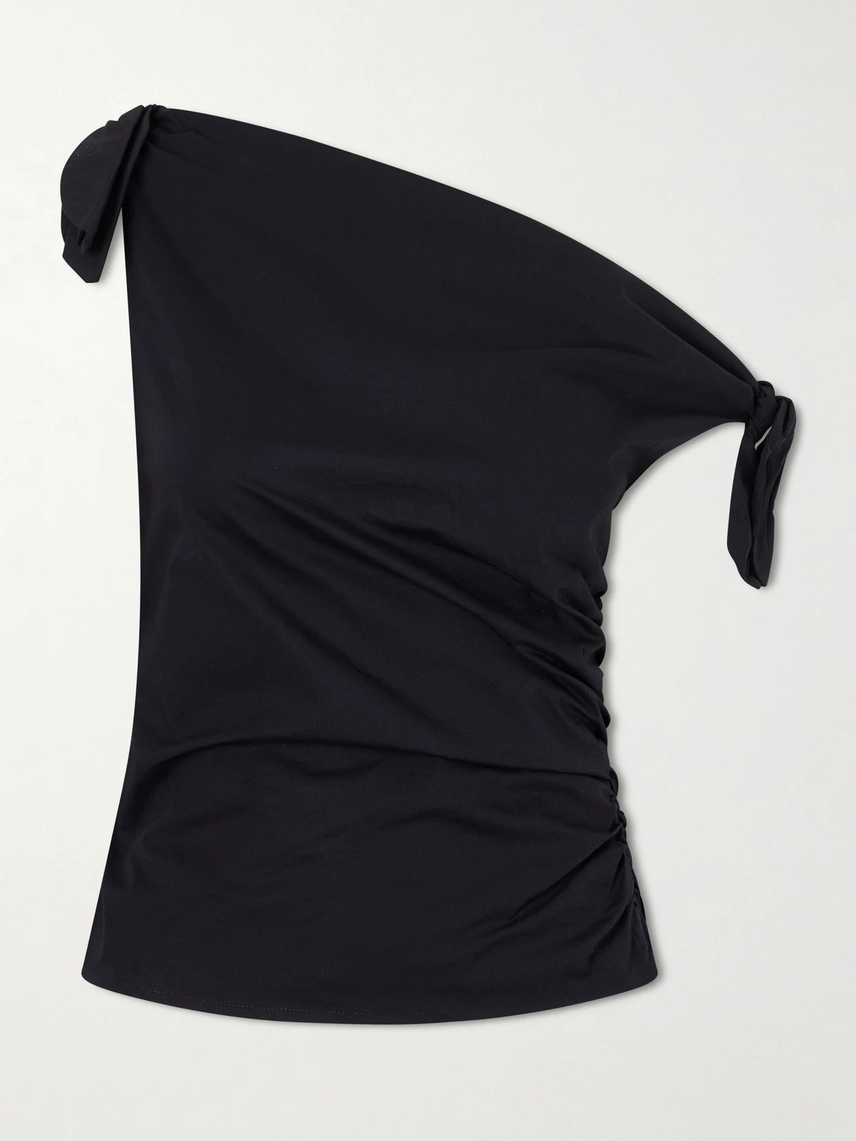 Bellaria Asymmetric Knot-detailed Cotton-blend Poplin Top