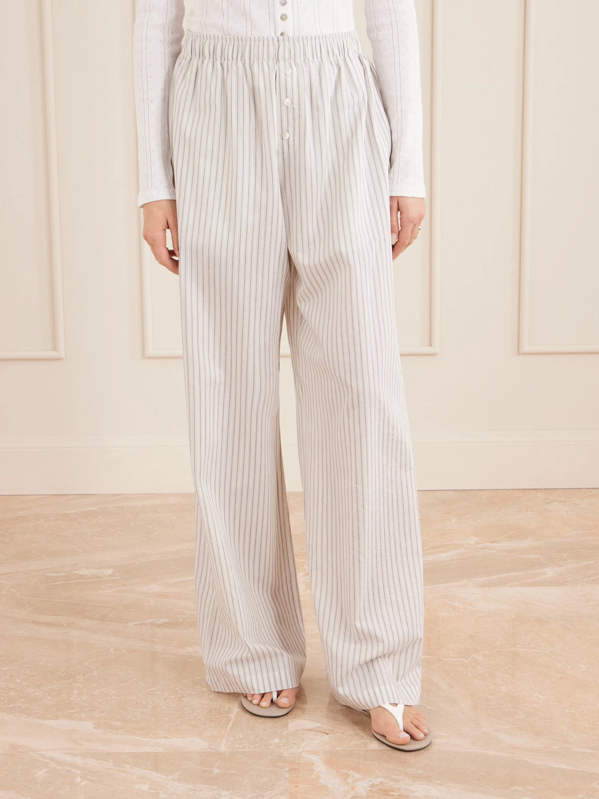 RÓHE Striped Silk And Cotton-blend Wide-leg Pants
