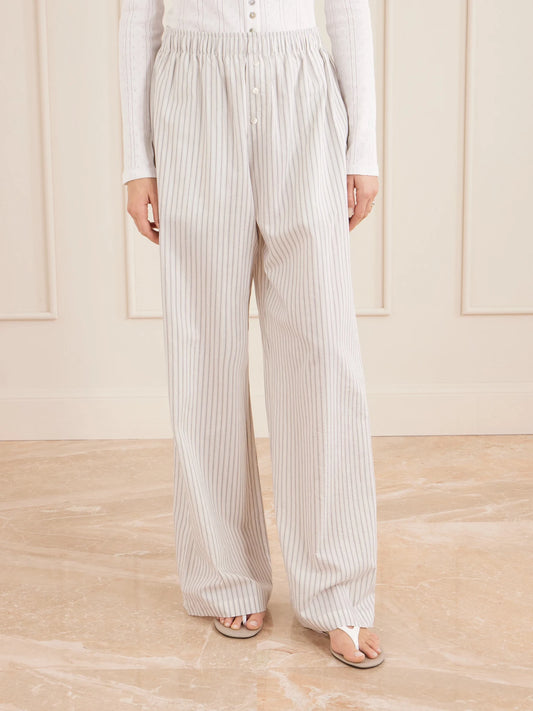 Striped Silk And Cotton-blend Wide-leg Pants
