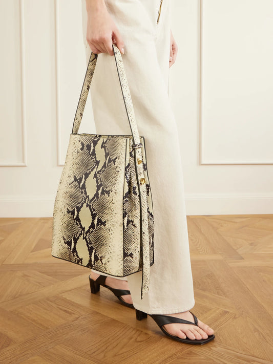 Image of Bags. Product name - Somalia Snake-effect Leather Shoulder Bag in Snake print colour by brand - AMANU