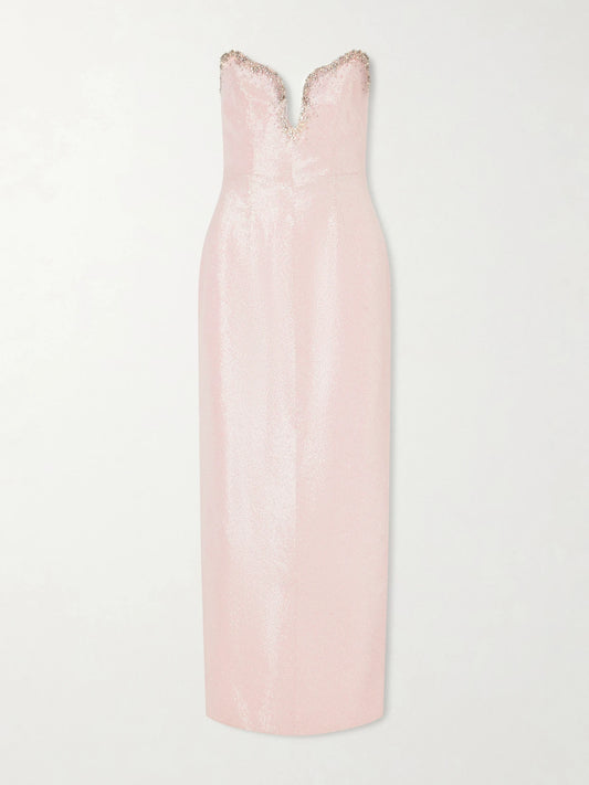 Selene Embellished Scalloped Strapless Satin-crepe Gown