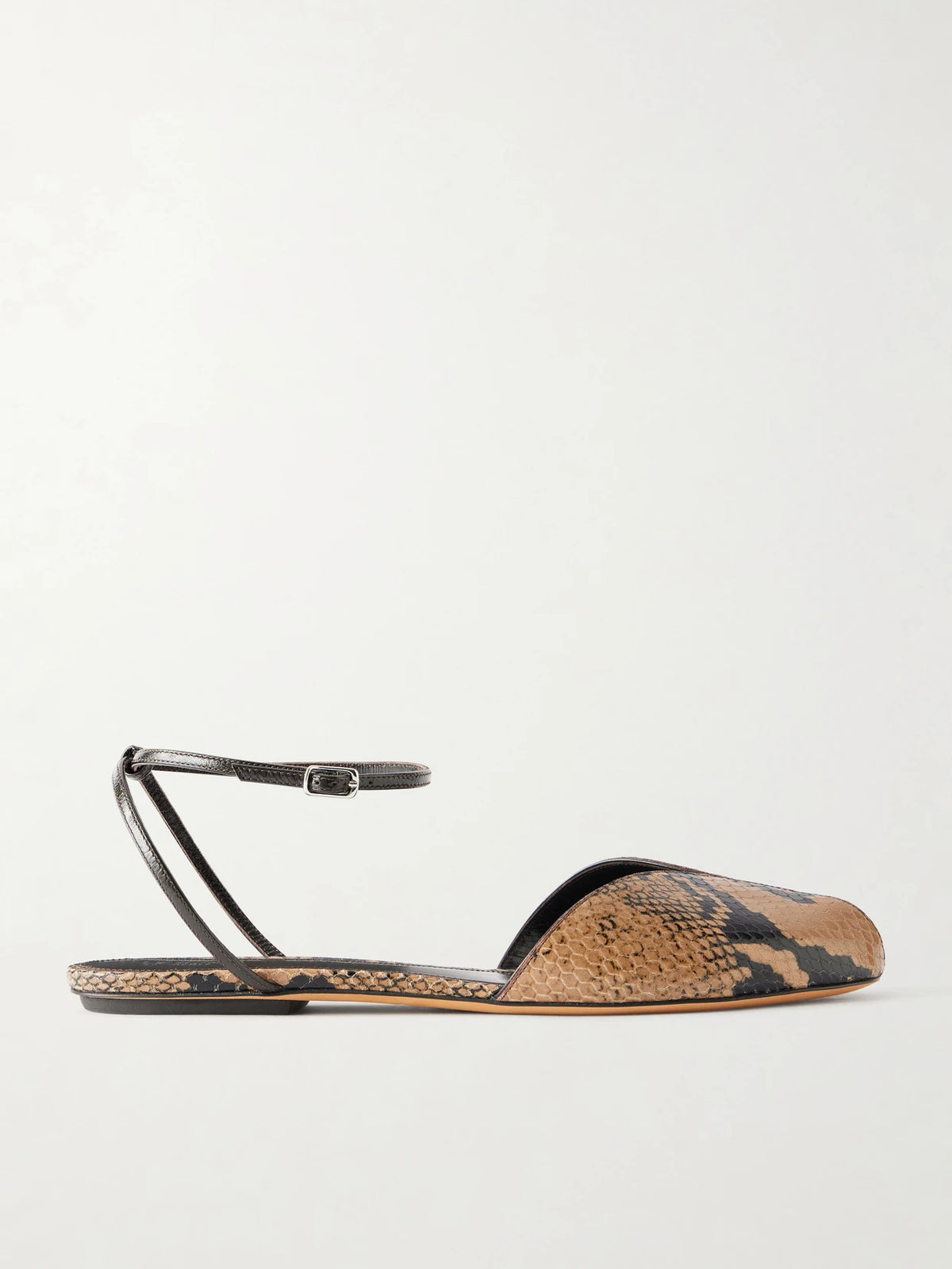 Valetta Snake-effect Leather Flats