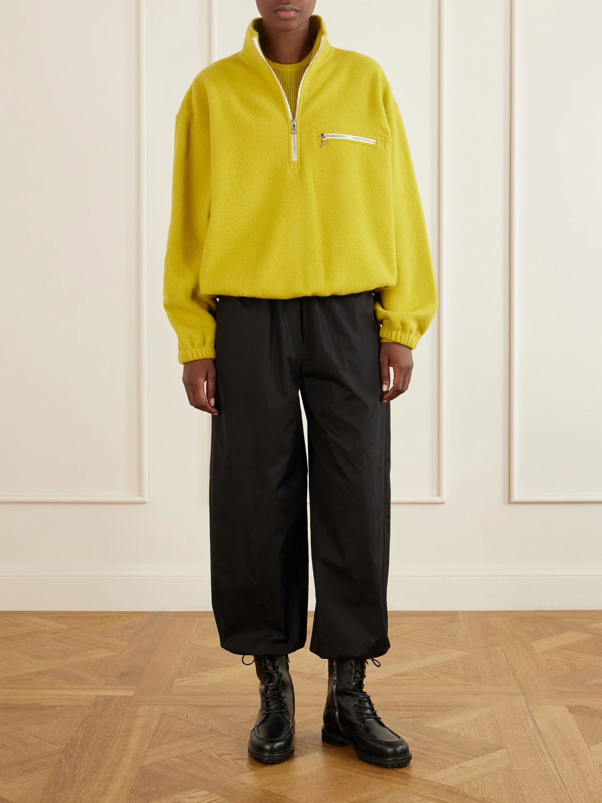 Image of Sleepwear & Loungewear. Product name - Polar Wool-fleece Half-zip Sweatshirt in Yellow, Blue colour by brand - RIER