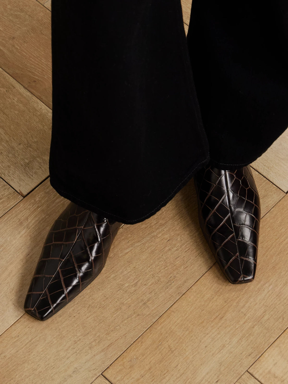 Croc-effect Leather Chelsea Boots