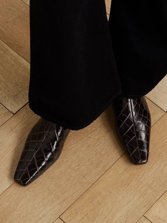 Croc-effect Leather Chelsea Boots