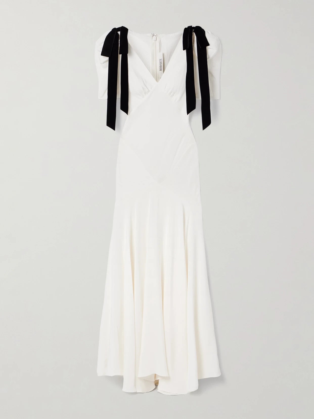 Image of Dresses. Product name - Velvet Bow-embellished Silk-crepe Gown in White colour by brand - Rodarte