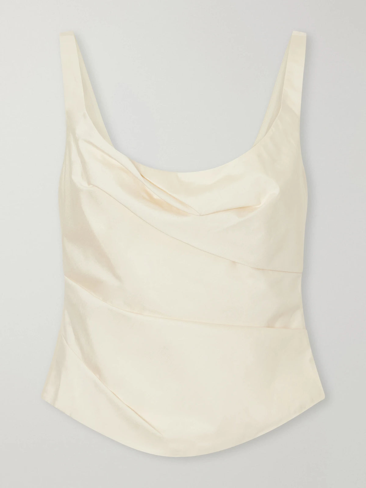 ST. AGNI Draped Tussah Silk-blend Bustier Top