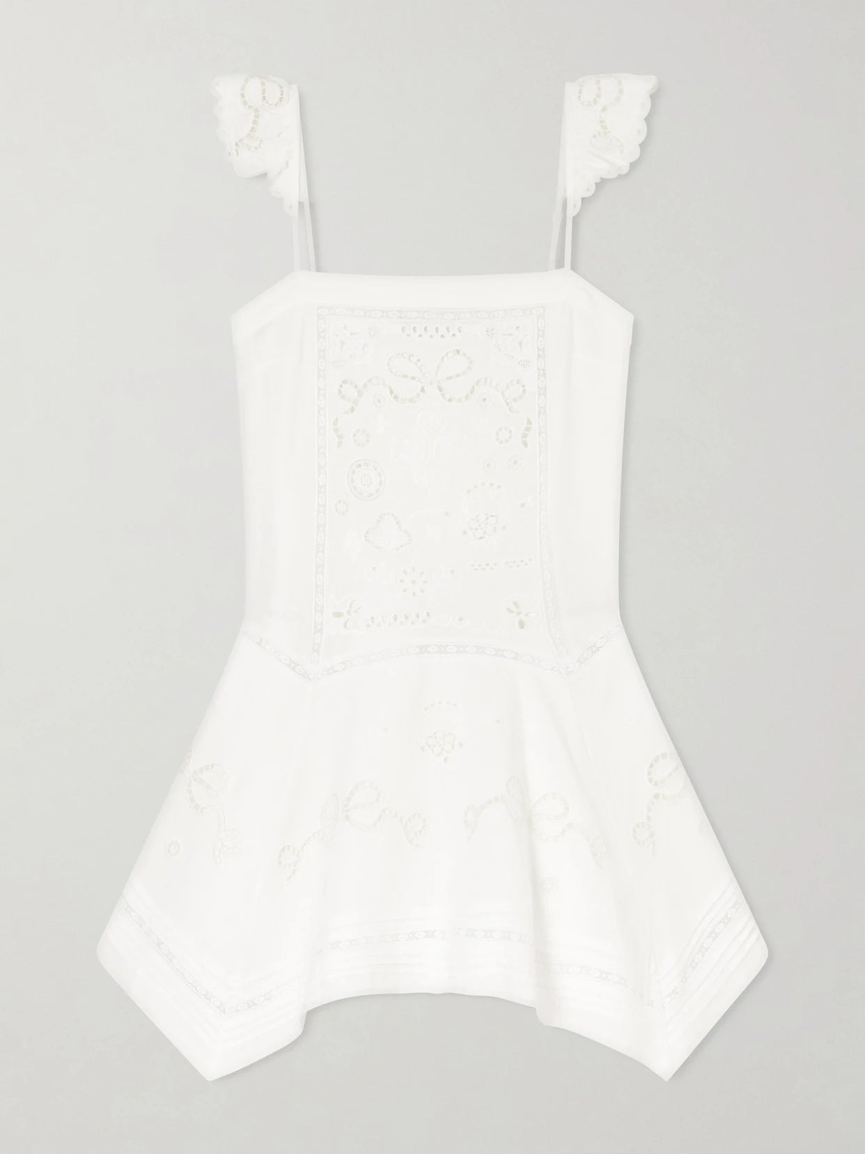 Asymmetric Embroidered Linen And Cotton-blend Midi Dress