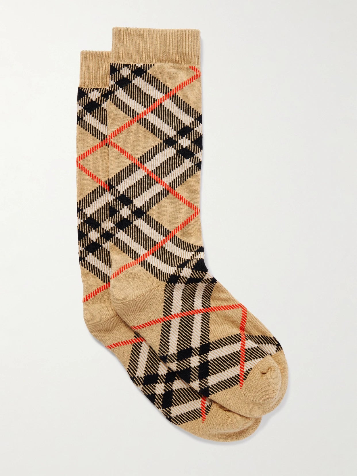 Checked Cotton-blend Socks