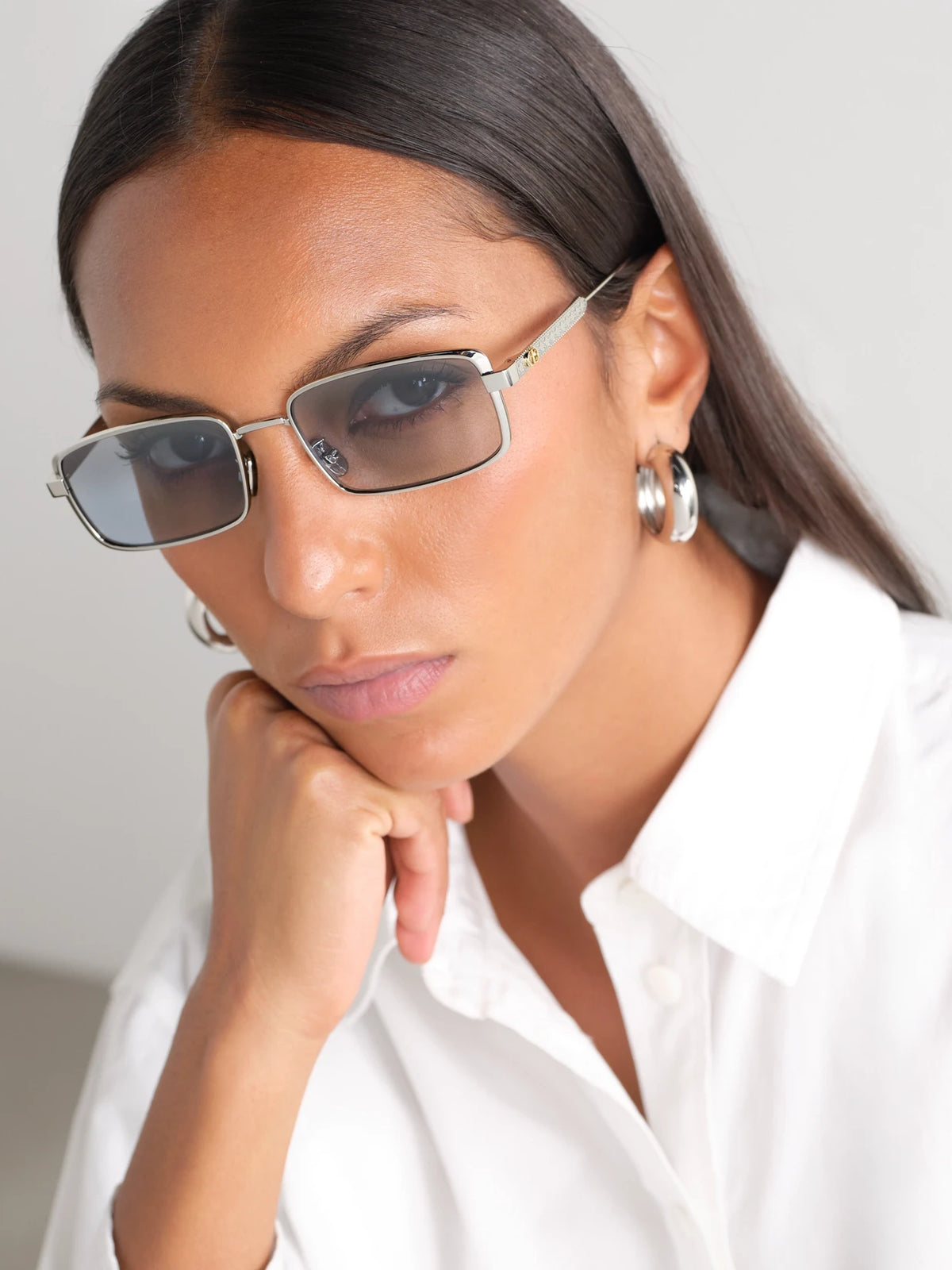 Image of Sunglasses. Product name - Diorcannage S2u Rectangular-frame Silver-tone Sunglasses in Multi colour by brand - DIOR Eyewear