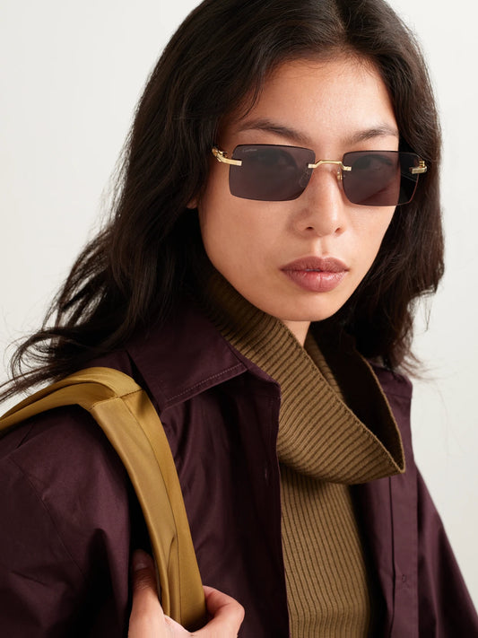 Image of Sunglasses. Product name - C Décor Rimless Rectangle-frame Gold-tone And Acetate Sunglasses in Multi colour by brand - Cartier Eyewear