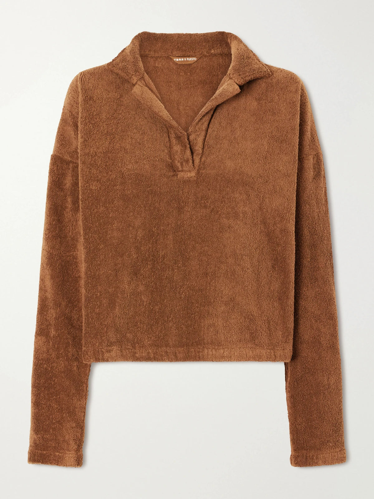 Puesto Estate Cropped Organic Cotton-terry Sweatshirt