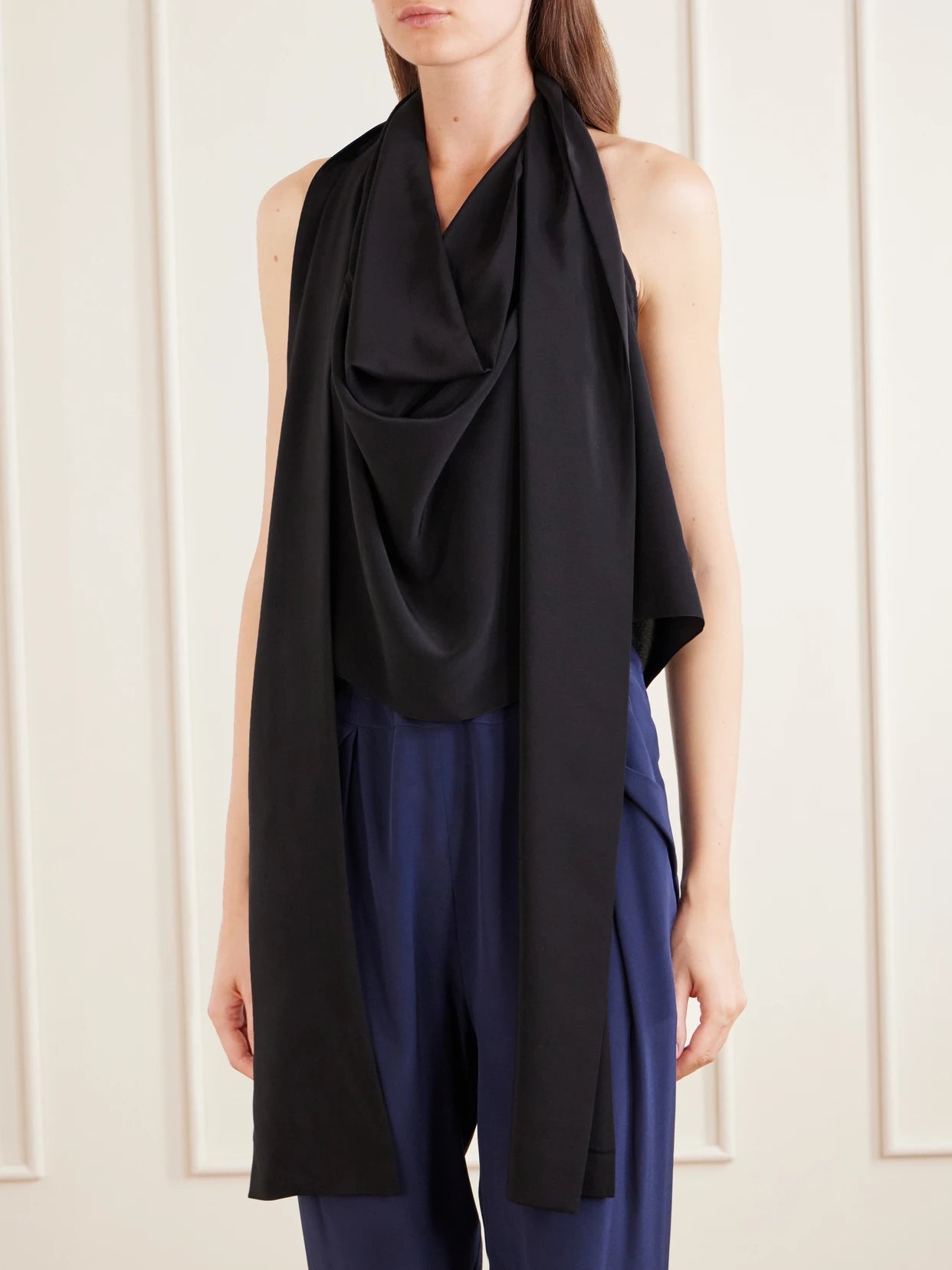 Tie-detailed Silk Tank