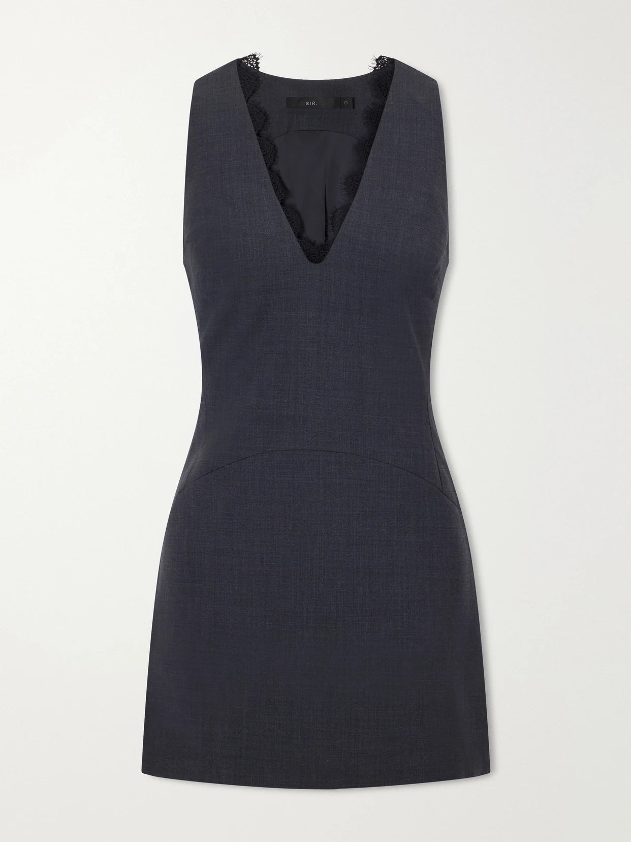Mathias Tailored Lace-trimmed Wool-blend Mini Dress