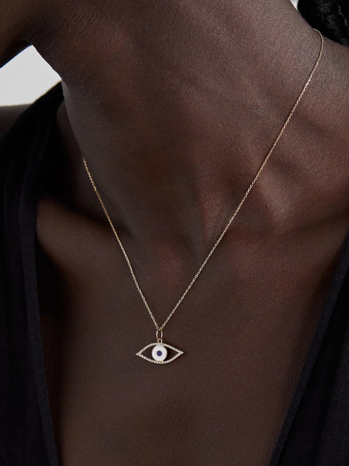Image of Necklaces. Product name - Eye Of Protection 14-karat Gold, Enamel And Diamond Necklace in Multi colour by brand - Mateo