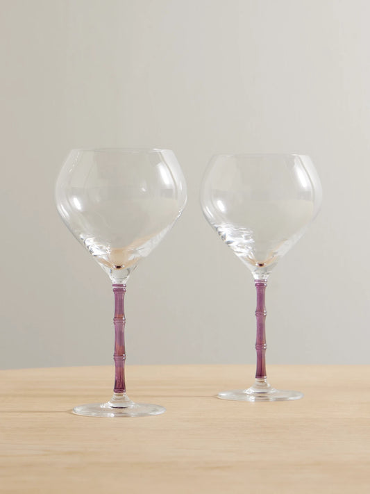 Bamboo Balloon Set Of Two Crystal Glasses