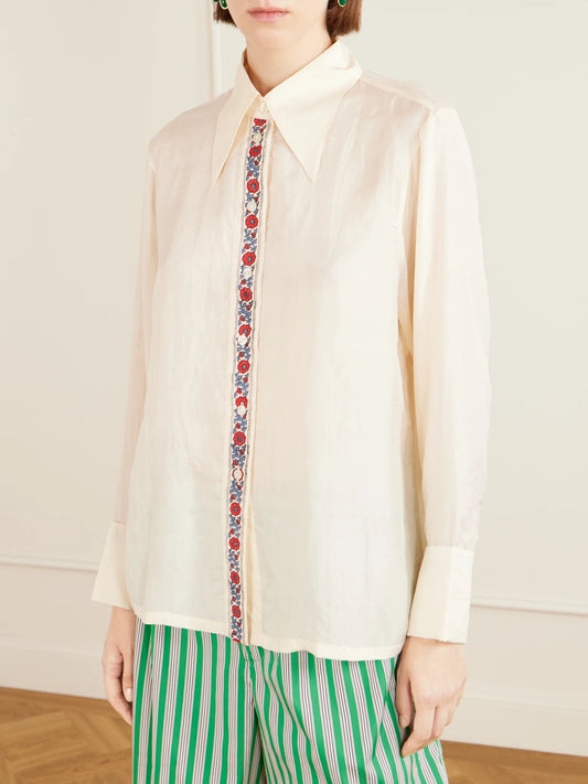 Dana Floral-print Silk-satin Shirt