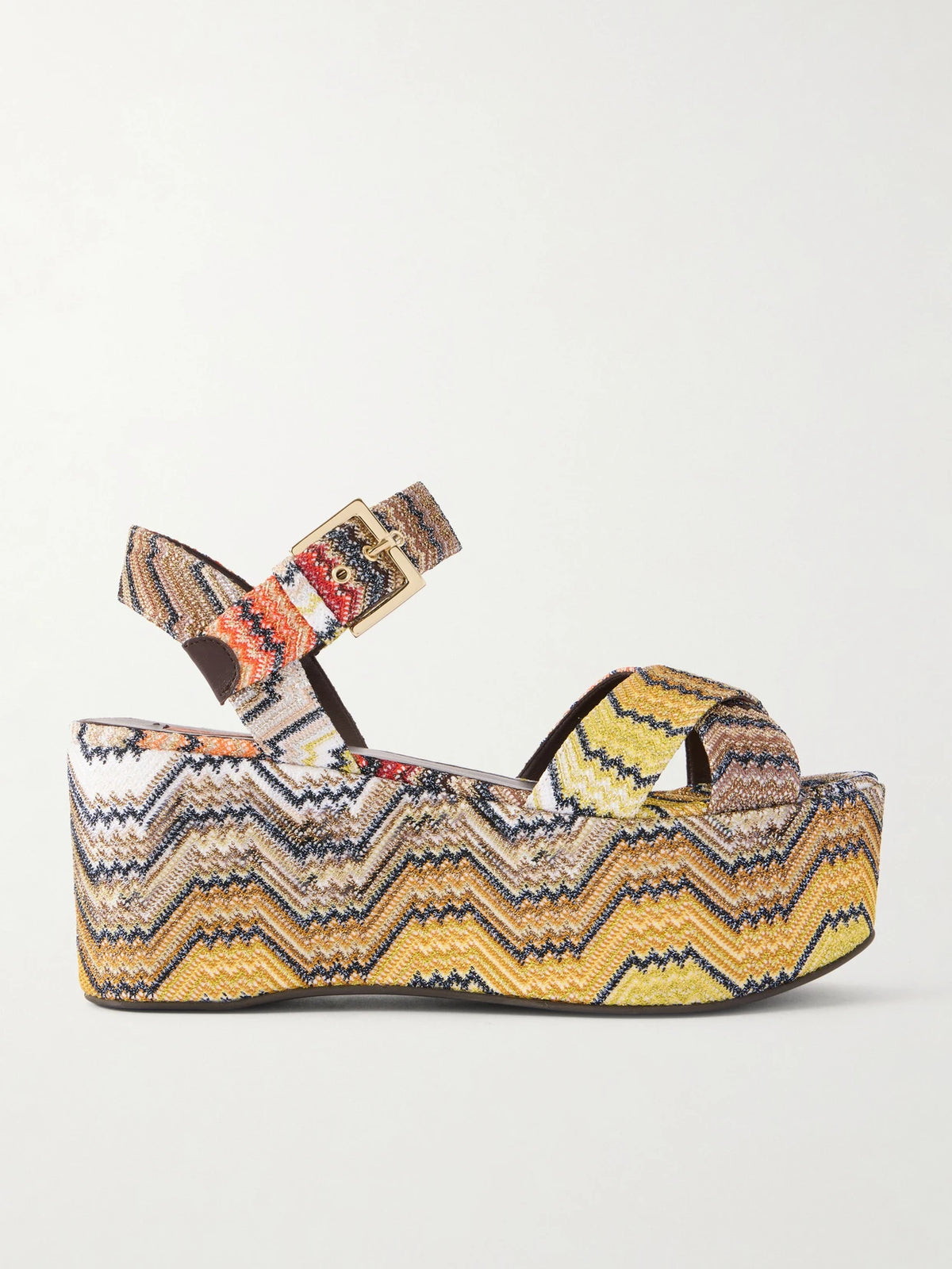 Julia Striped Woven Lurex Platform Sandals
