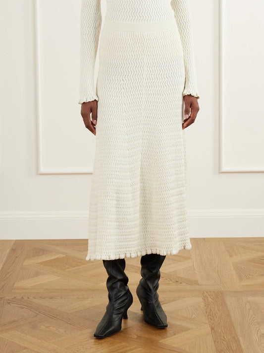Proenza Schouler White Label Magnolia Cable-knit Cotton-blend Midi Skirt