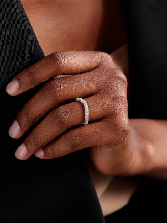 Image of Rings. Product name - 18-karat White Gold Diamond Eternity Ring in Silver colour by brand - David Morris