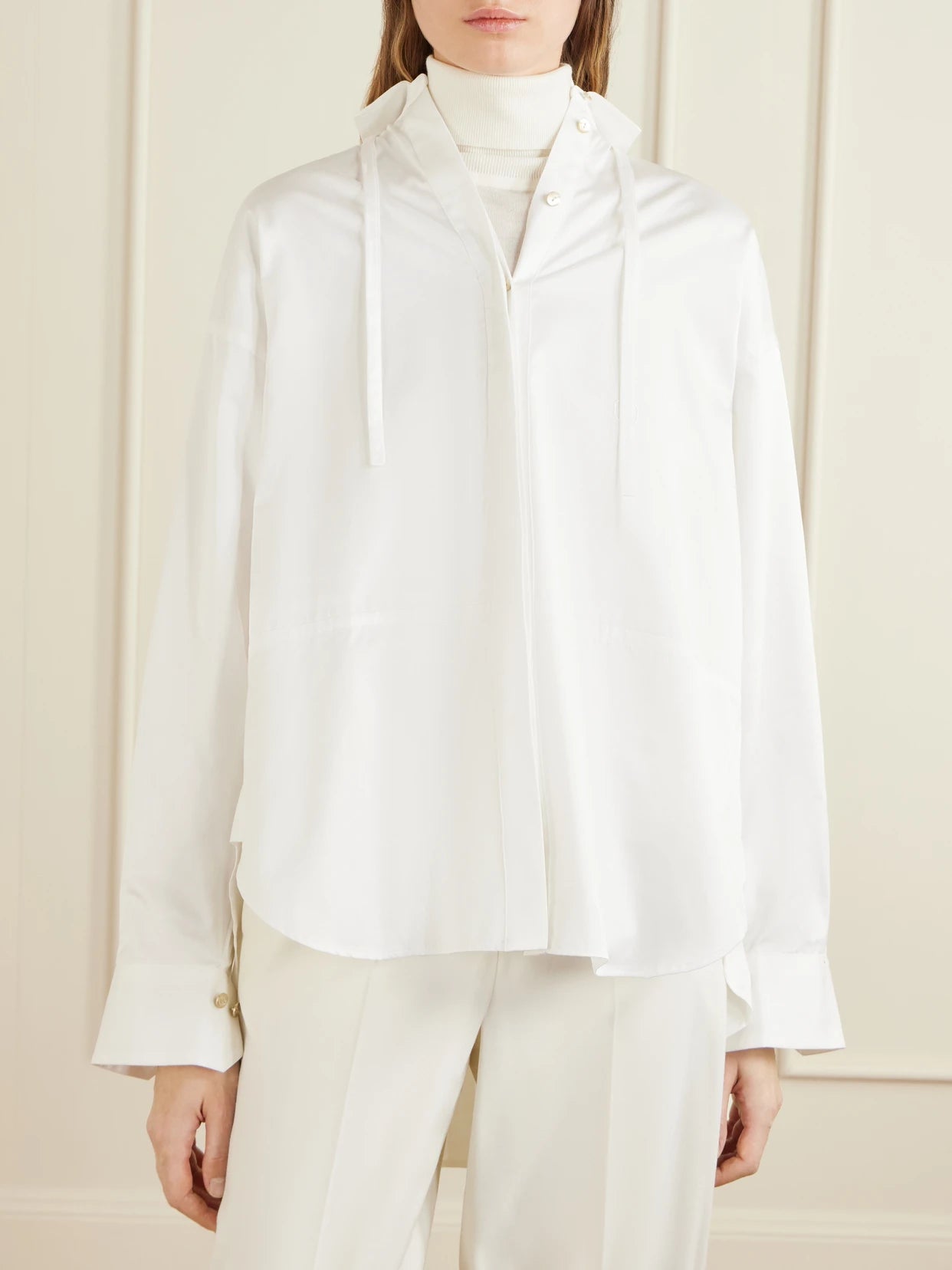 The Dune Tie-detailed Cotton-sateen Shirt