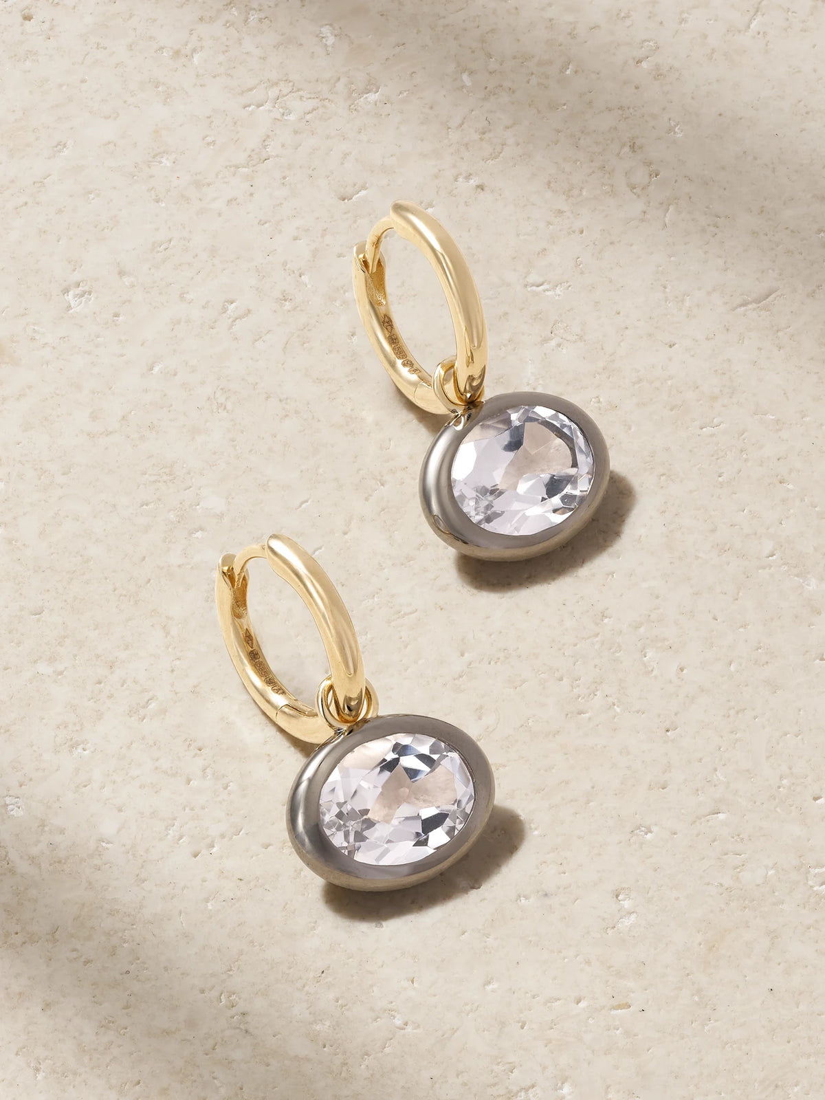 Xl Orbit 14-karat Recycled Gold, Rhodium And Topaz Hoop Earrings
