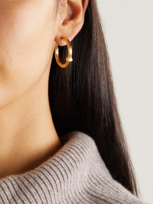 Image of Earrings. Product name - Nature Large 18-karat Gold Hoop Earring in Multi colour by brand - OLE LYNGGAARD COPENHAGEN
