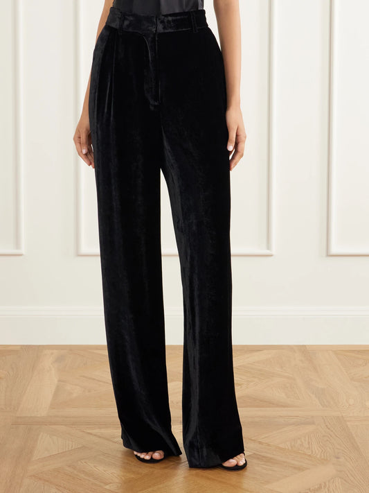 Stella McCartney Pleated Velvet Wide-leg Pants
