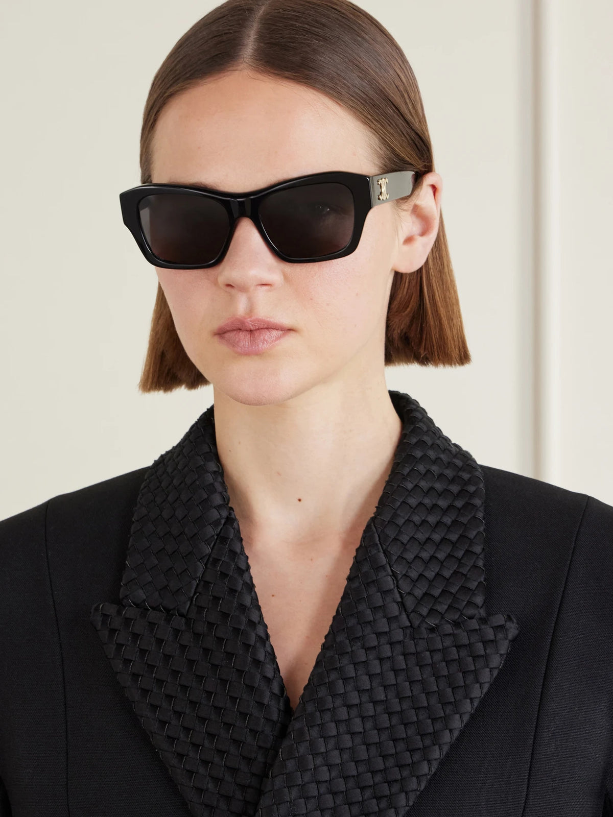 Image of Sunglasses. Product name - Triomphe Square-frame Acetate Sunglasses in Black colour by brand - CELINE Eyewear
