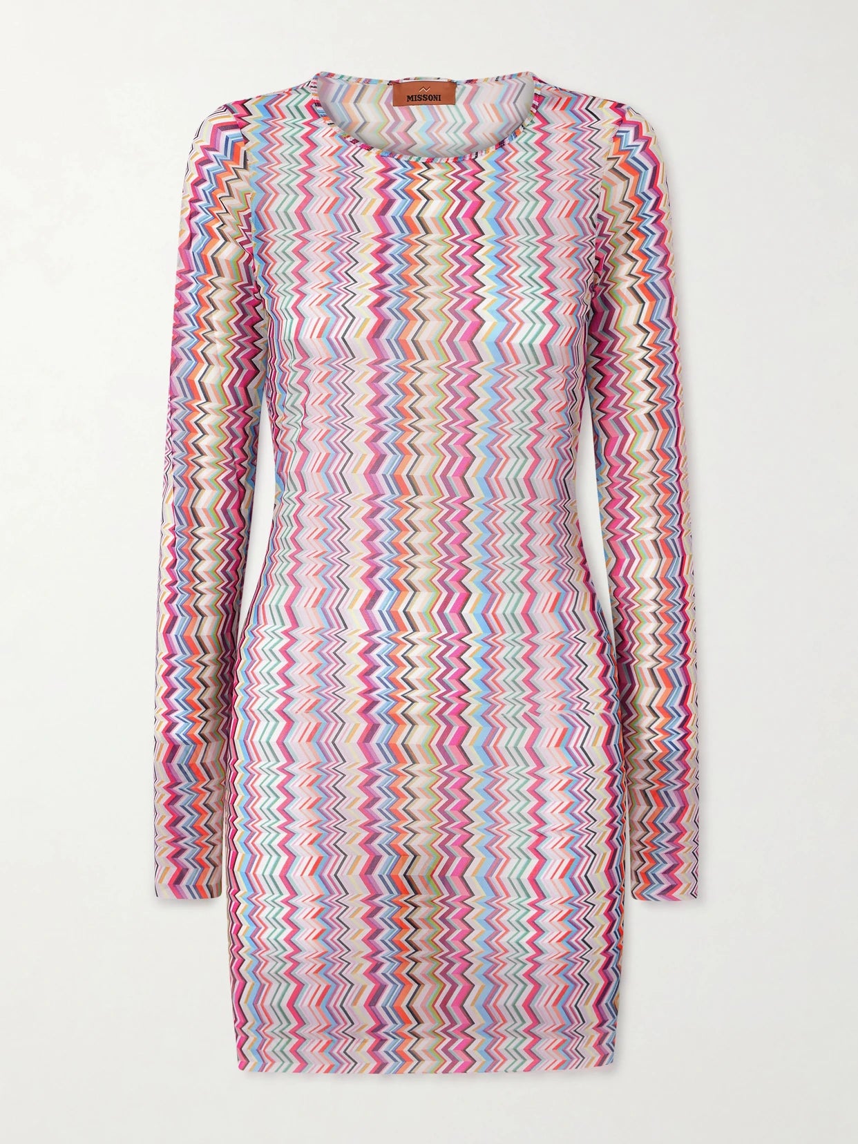 Image of Dresses. Product name - Striped Stretch-jersey Mini Dress in Pink colour by brand - Missoni