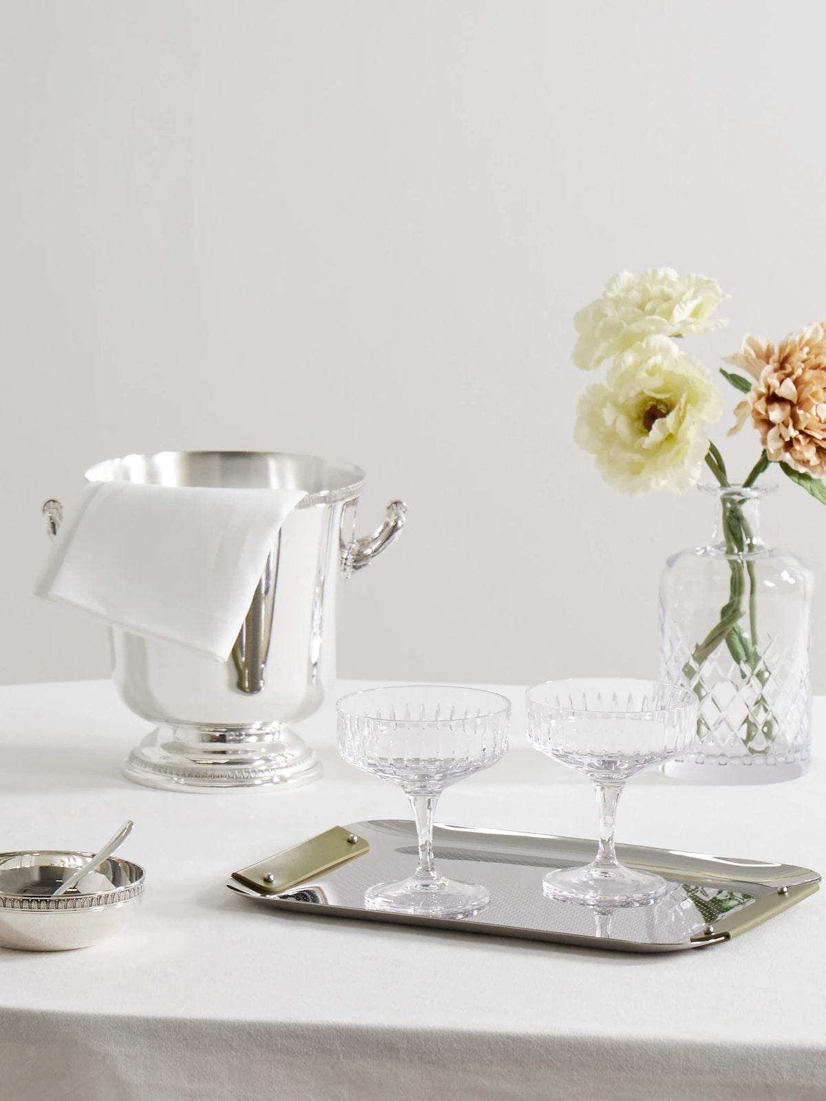 Image of Decor. Product name - Club Leather-trimmed Stainless Steel Tray in Silver colour by brand - Christofle