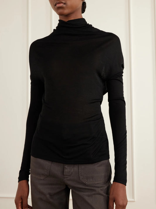 Victoria Beckham Gathered Stretch-jersey Blouse